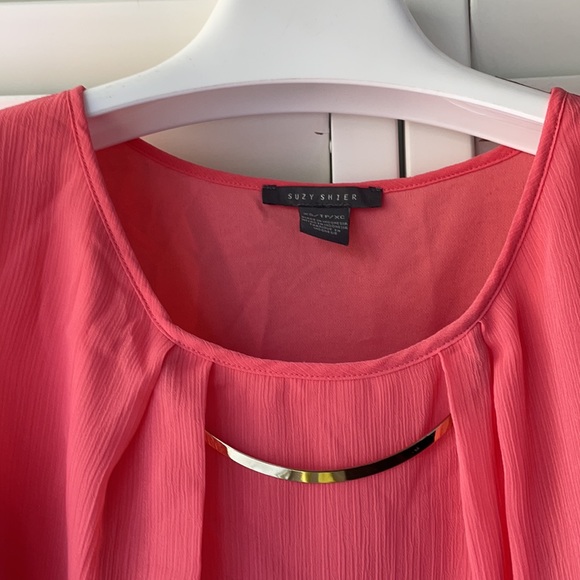 SUZY SHIER coral long sleeve blouse, size xs - Picture 3 of 8
